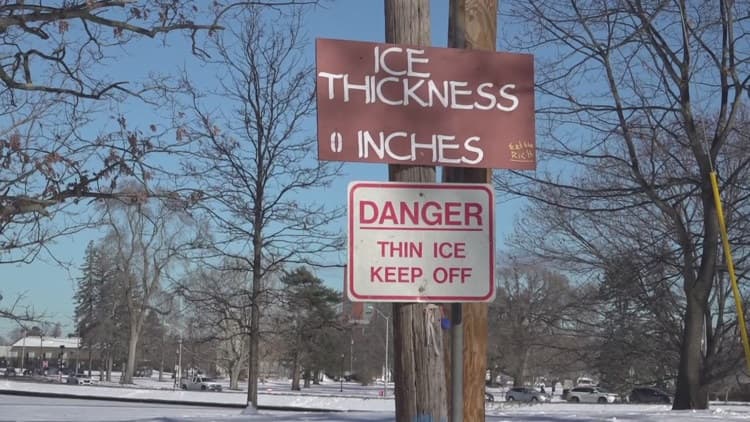 Officials urge caution as lakes, ponds freeze early in Maine