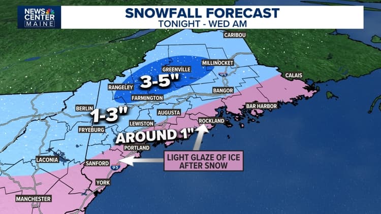 Narrow band of freezing rain hits southern Maine